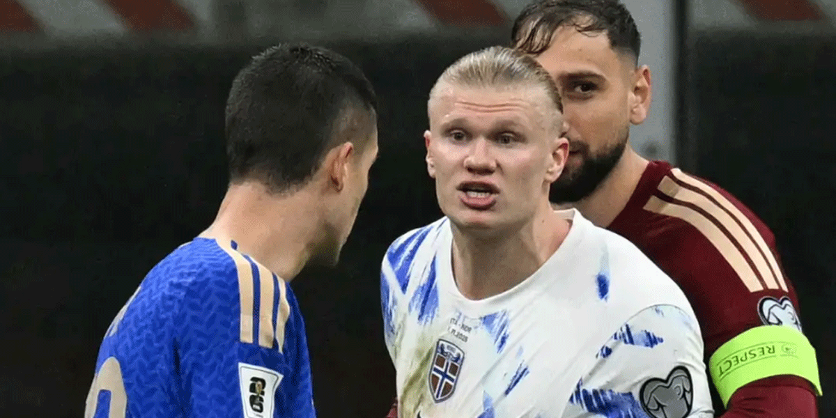 Erling Haaland Panas! Ditahan Rekan Sendiri Saat Norwegia Hajar Italia